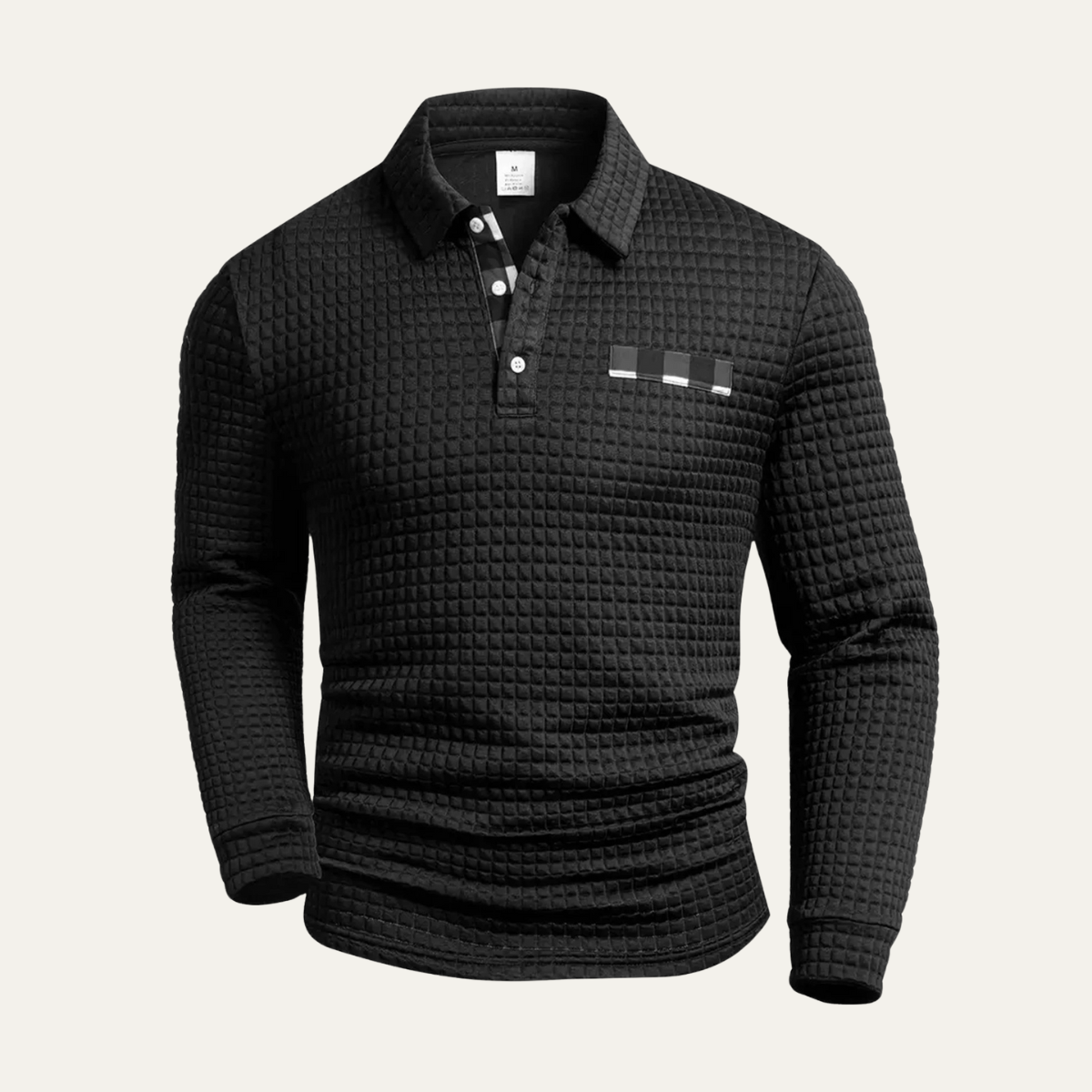 The Agrigento Men’s Textured Plaid Henley Collar Button Sweater