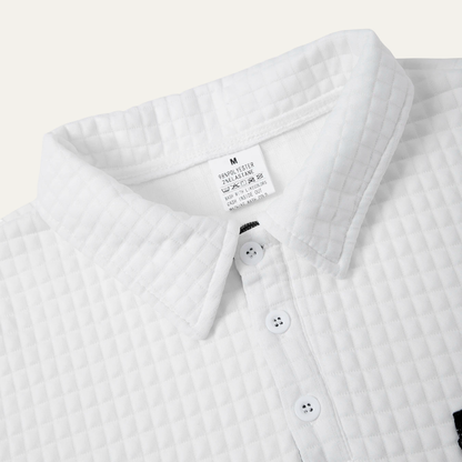 The Agrigento Men’s Textured Plaid Henley Collar Button Sweater