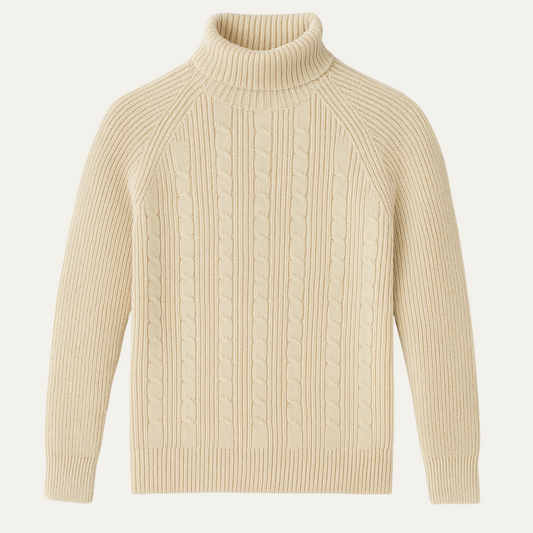 The Richemont Men’s Classic Old Money Cable Knit Turtleneck Sweater