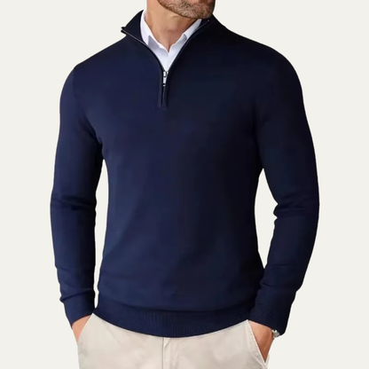 The Elmwood  Men's Quarter Zip Knitted Mock Neck Sweater