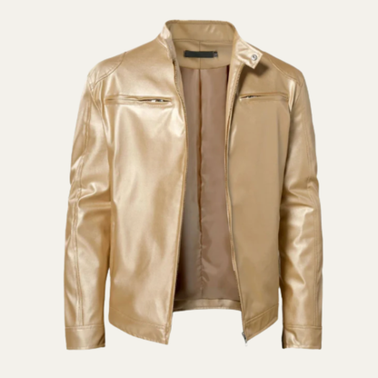 The Ashbury Men’s Vintage Leather Biker Zip Up Jacket