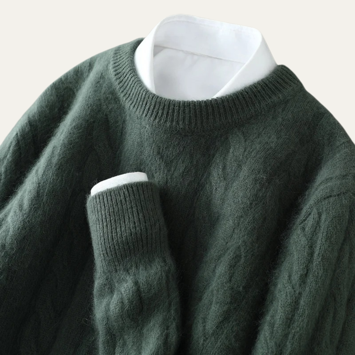 The Bari Men’s Cashmere Cable Knit Crewneck Sweater