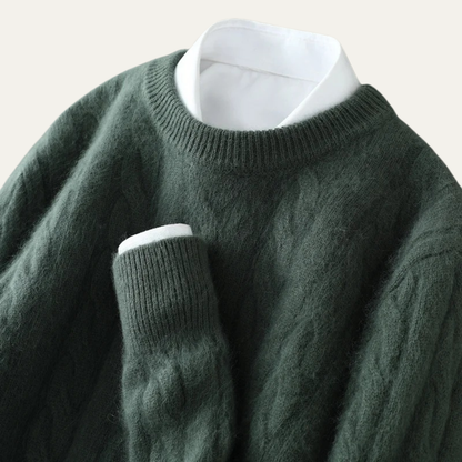 The Bari Men’s Cashmere Cable Knit Crewneck Sweater