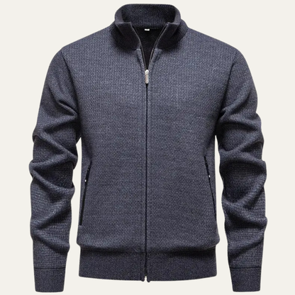 The Montefalco Men’s Casual Knitted Stand Collar Zip Cardigan