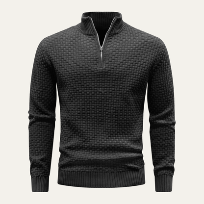 The Lignano Men’s Textured Quarter Zip Knit Sweater