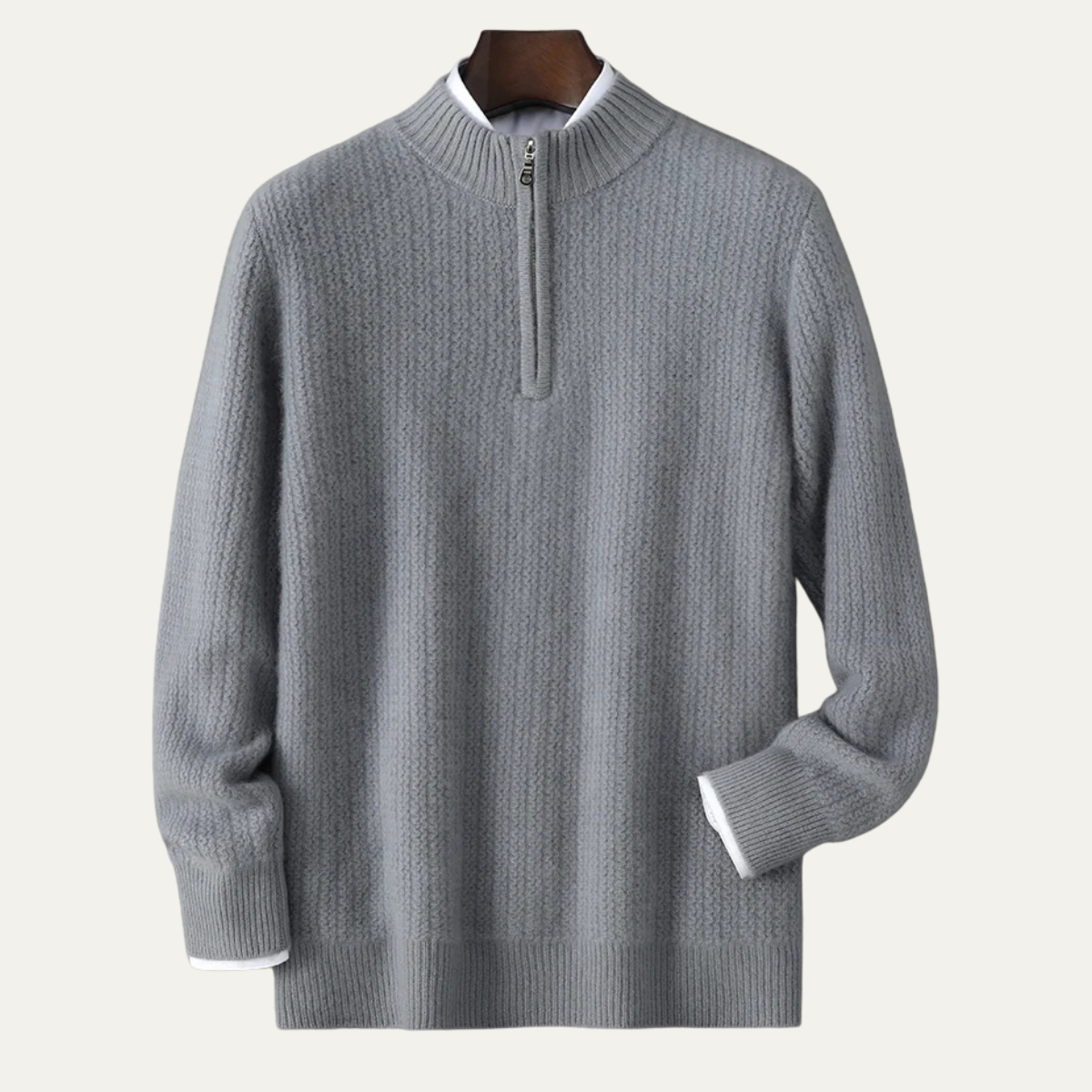 The Valladolid Men’s Winter Cashmere Quarter Zip High Collar Knit Sweater