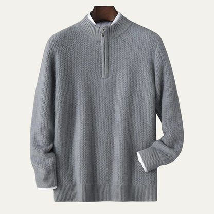 The Valladolid Men’s Winter Cashmere Quarter Zip High Collar Knit Sweater