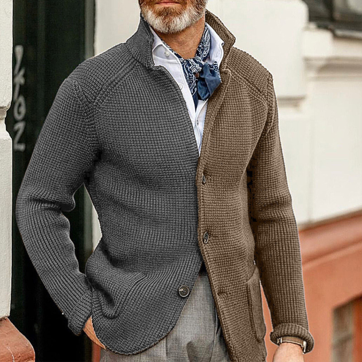 The Cambridge Men’s Smart Casual Contrast Colour Knit Cardigan