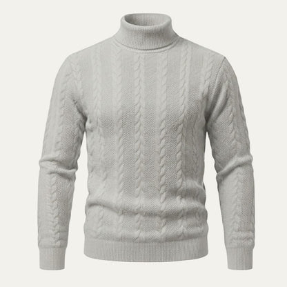 The Paestum Men’s Warm Ribbed Cable Knit Turtleneck Sweater