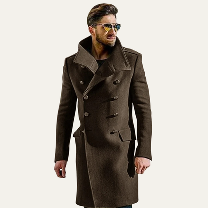 The Stratford Men’s Double Breasted Long Wool Trench Coat