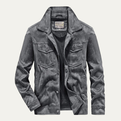 The Vintage Suede Cargo Jacket for Men — Lightweight Outdoor Style