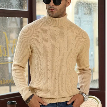 The Richemont Men’s Classic Old Money Cable Knit Turtleneck Sweater