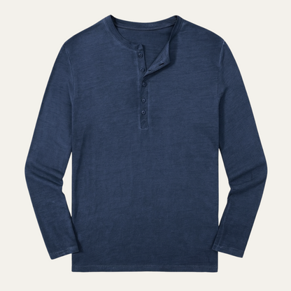 The Sheffield Men's Long Sleeve Henley Shirt - Modern Cotton Top