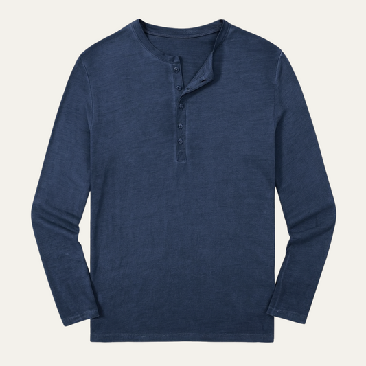 The Sheffield Men's Long Sleeve Henley Shirt - Modern Cotton Top