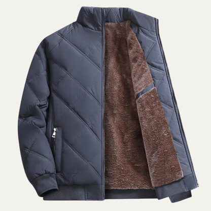 The Bormio Men’s Warm Cotton Diamond Pattern Stand Collar Coat