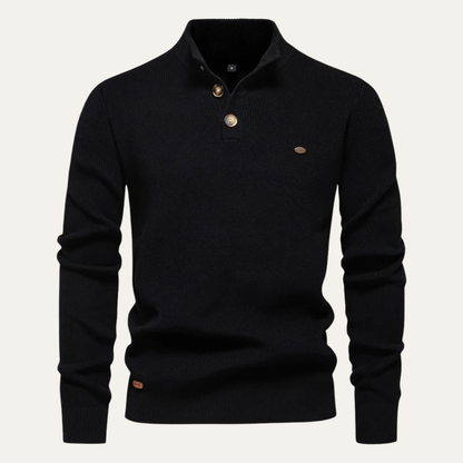 The Vulcano Men's Mock Neck Button Up Turtleneck Sweater