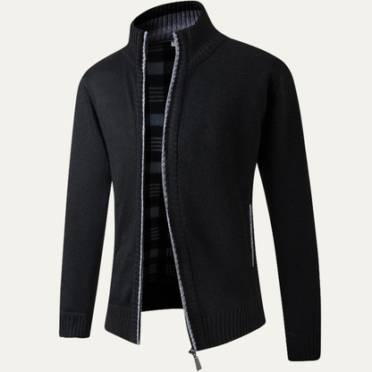 The Cala Luna Men’s Stand Collar Knit Zip Cardigan