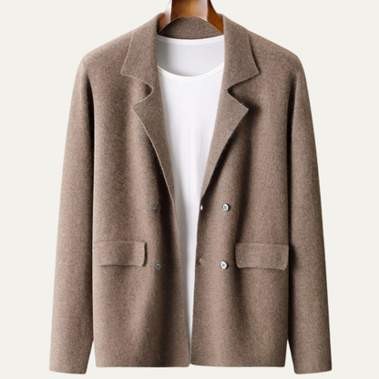 The Roero Men’s Cashmere Suit Collar Blazer Cardigan with Pockets
