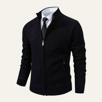 The Inverness Men’s Elegant Knit Zip Cardigan with Pockets