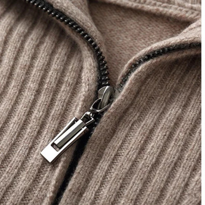 The Riverhill Men's Cashmere Cable Knit Half Zip Sweater