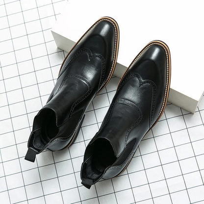 The Gravedona Men’s Leather Brogue Chelsea Dress Boots