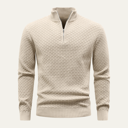 The Lignano Men’s Textured Quarter Zip Knit Sweater