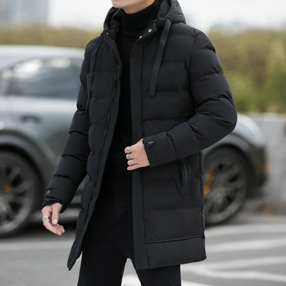 The Whitby Men's Stylish Longline Black Puffer Coat