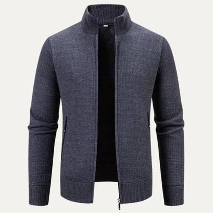 The Montefalco Men’s Casual Knitted Stand Collar Zip Cardigan