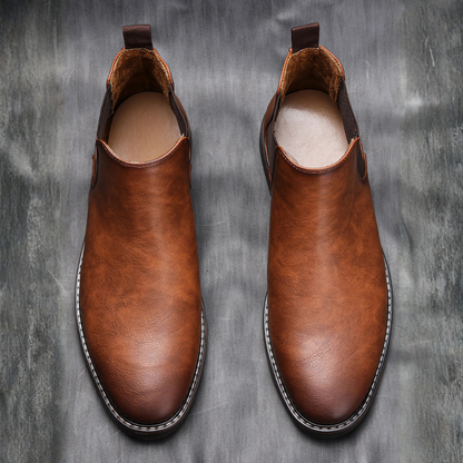 The Montalcino Men’s Brown Classic Leather Slip On Chelsea Boots