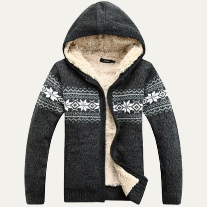 The Canazei Men’s Winter Zip Up Hooded Knit Jacket
