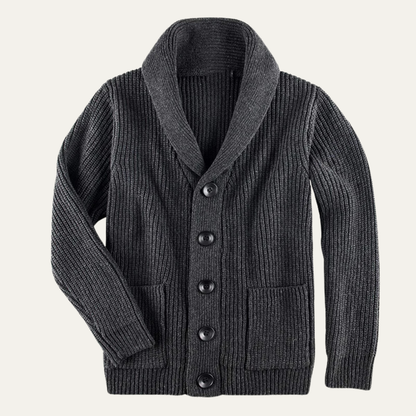 The Bardolino Men's Shawl Collar Knit Button Up Wool Cardigan