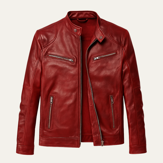 The Ashbury Men’s Vintage Leather Biker Zip Up Jacket
