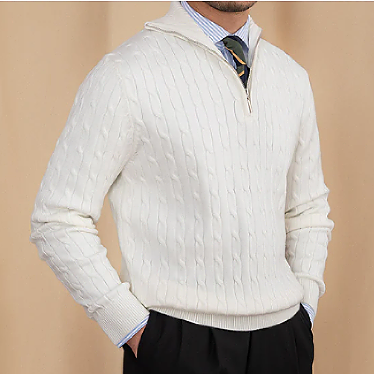 The Santorini Men's Half Zip Cable Knit Sweater