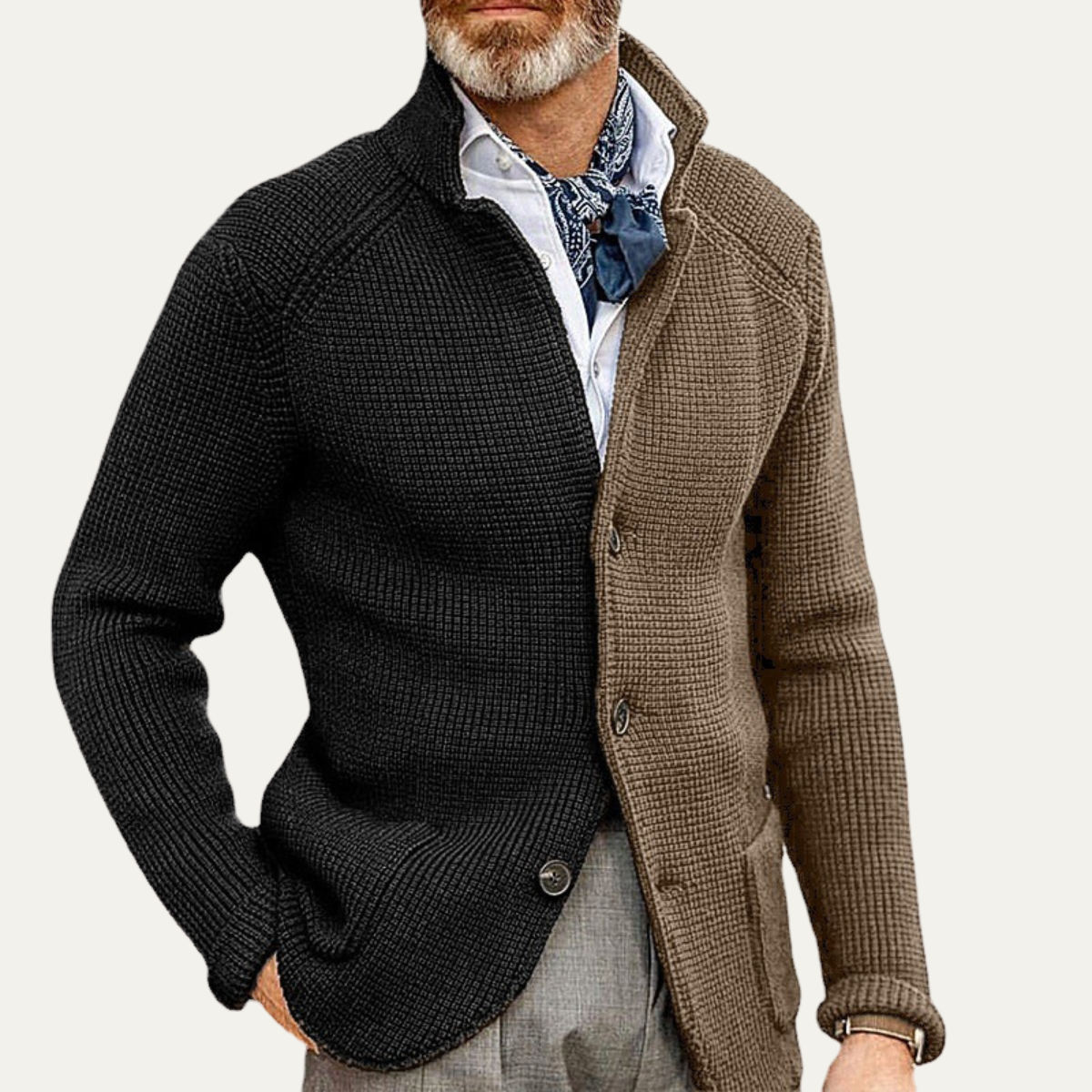 The Cambridge Men’s Smart Casual Contrast Colour Knit Cardigan