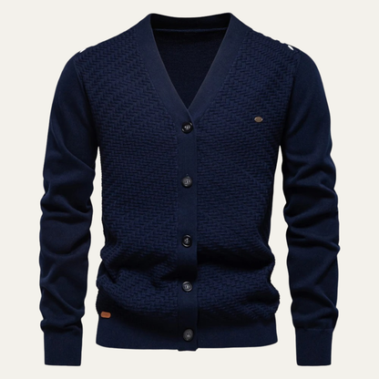 The Forio Men’s Textured Knit V Neck Button Cardigan