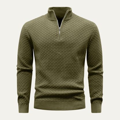 The Lignano Men’s Textured Quarter Zip Knit Sweater