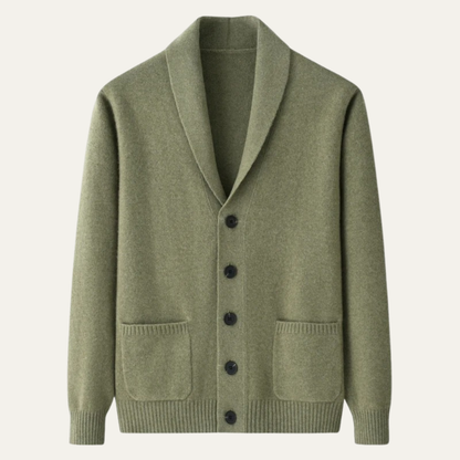 The Serravalle Men’s Button Up Knit Cashmere Shawl Collar Cardigan