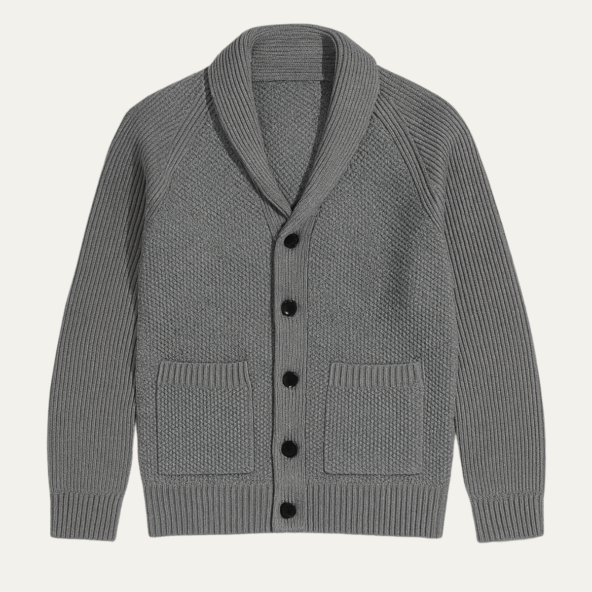The Normandy Men’s Shawl Collar Knit Cardigan with Front Pockets