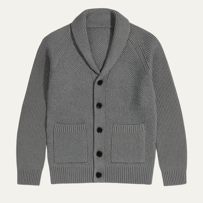 The Normandy Men’s Shawl Collar Knit Cardigan with Front Pockets