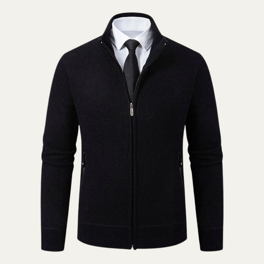 The Inverness Men’s Elegant Knit Zip Cardigan with Pockets