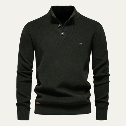 The Vulcano Men's Mock Neck Button Up Turtleneck Sweater