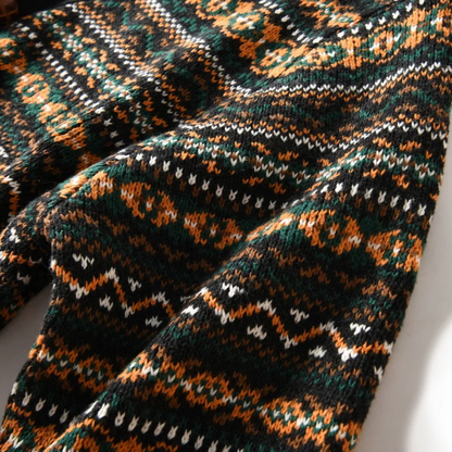 The Monopoli Men’s Nordic Retro Patterned Button Up Cardigan