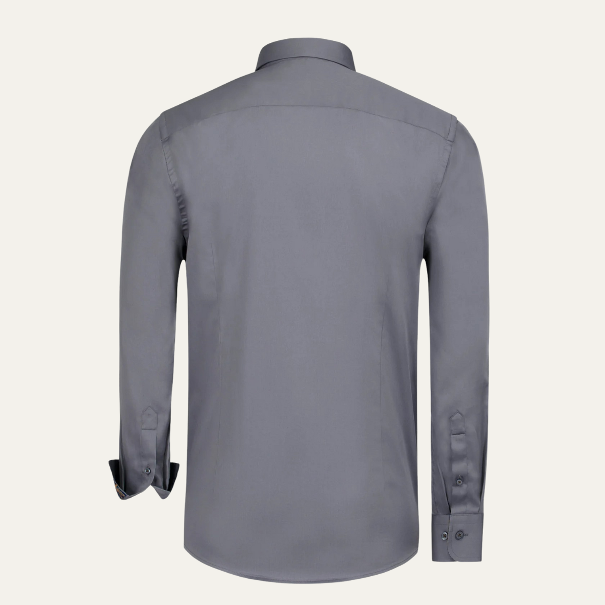 The Mayfair Men’s Tailored Cotton Satin Long Sleeve Dress Shirt - Gray