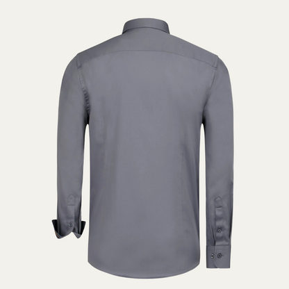 The Mayfair Men’s Tailored Cotton Satin Long Sleeve Dress Shirt - Gray