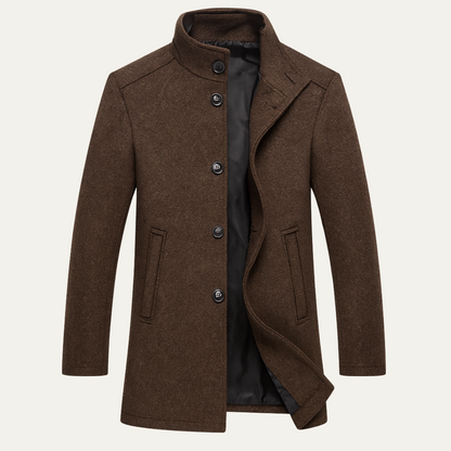 The Aldeburgh Men's Wool Blend Button Up Coat with Warm Lining