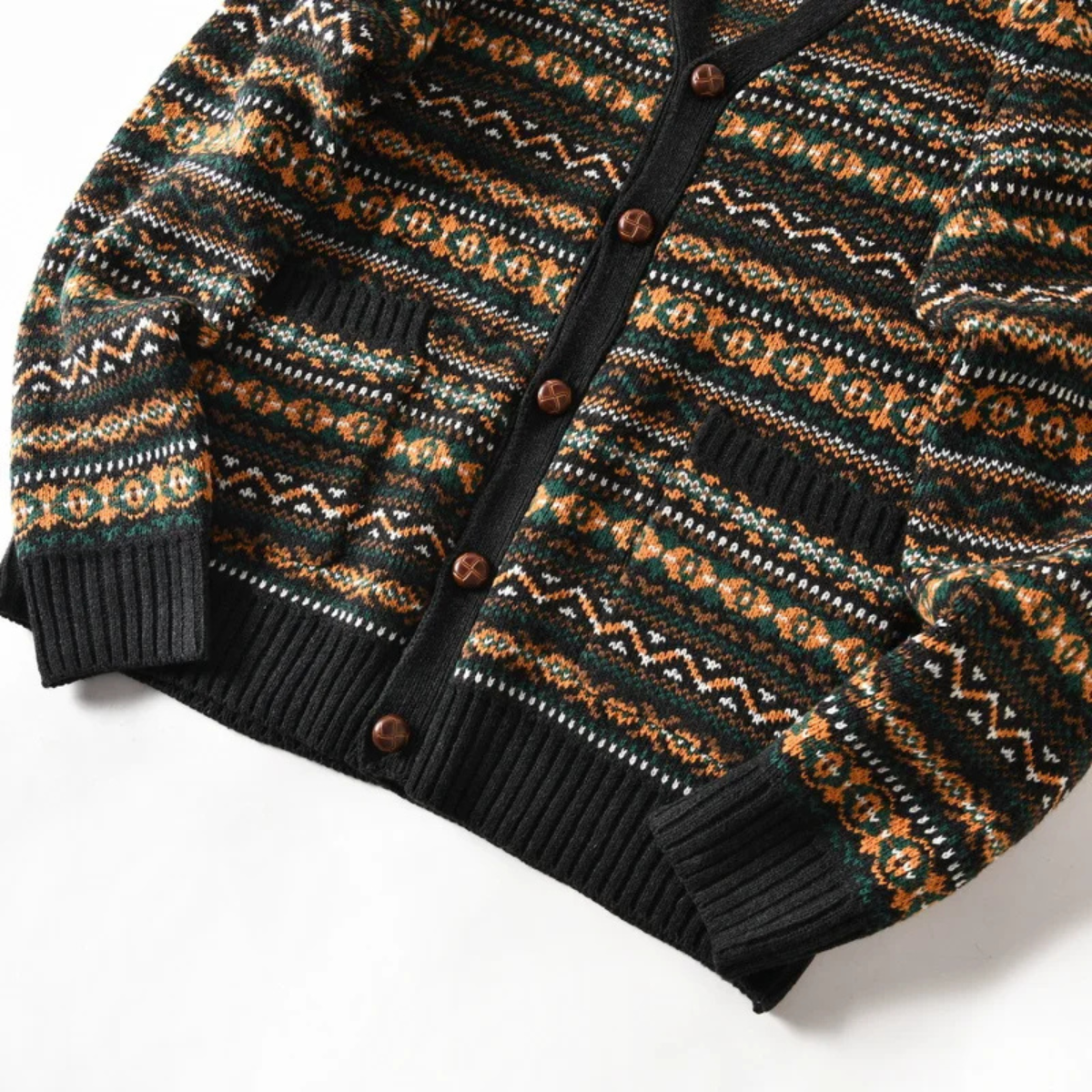 The Monopoli Men’s Nordic Retro Patterned Button Up Cardigan