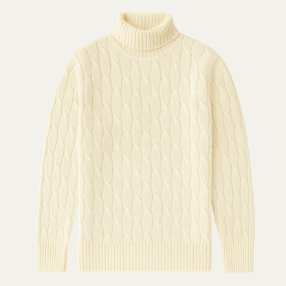 The Milano Men's Elegant Cable Knit Turtleneck Sweater