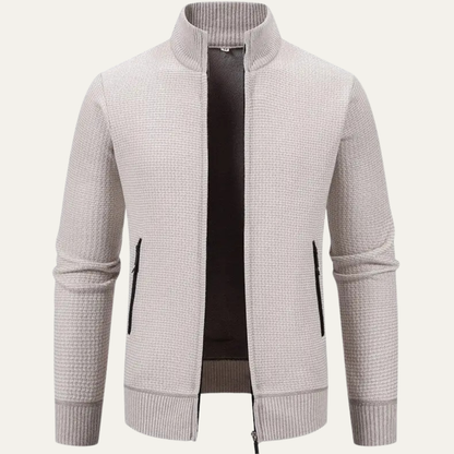 The Montefalco Men’s Casual Knitted Stand Collar Zip Cardigan