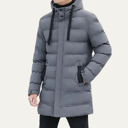 The Whitby Men's Stylish Longline Black Puffer Coat
