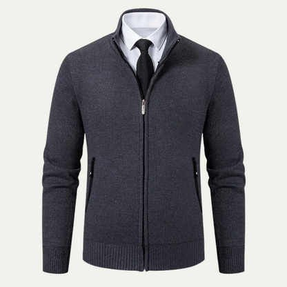 The Inverness Men’s Elegant Knit Zip Cardigan with Pockets